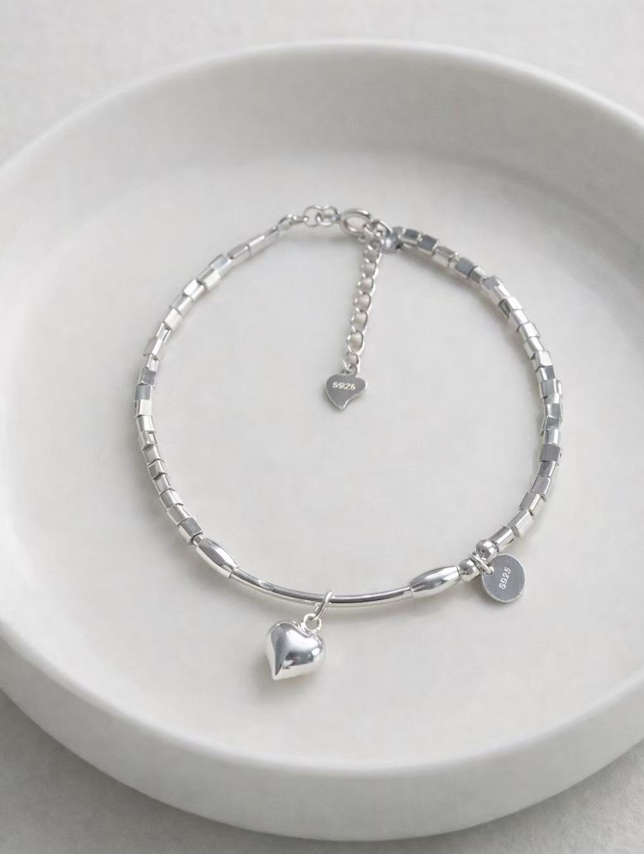 Bar & Heart Charm Bracelet