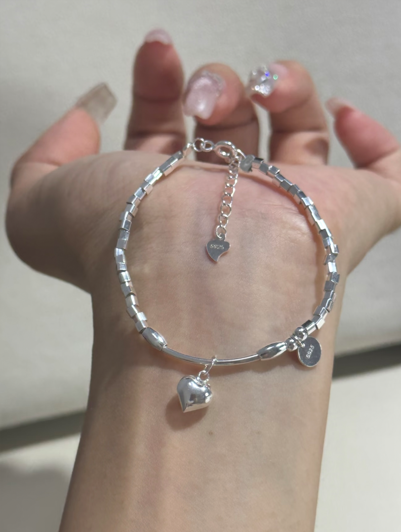 Bar & Heart Charm Bracelet - Image 3