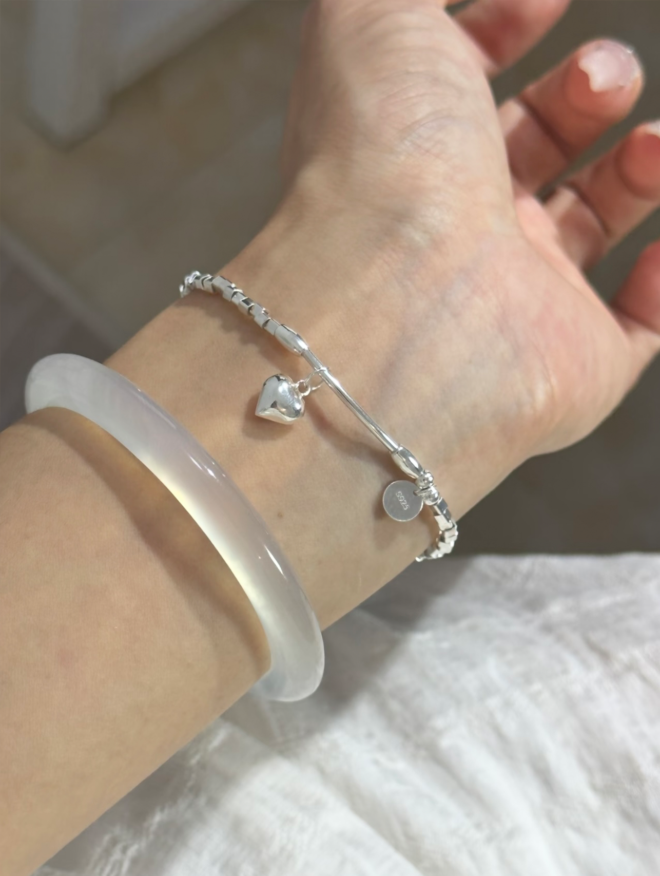 Bar & Heart Charm Bracelet - Image 2