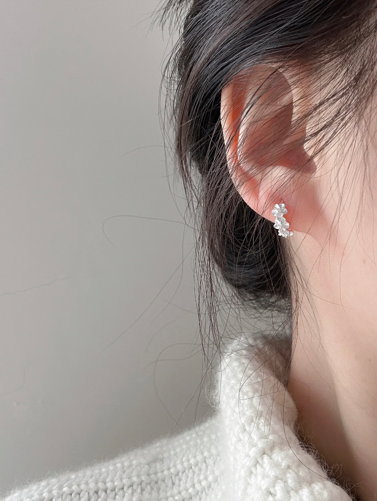 Flora Silver Cluster Earrings - Image 2