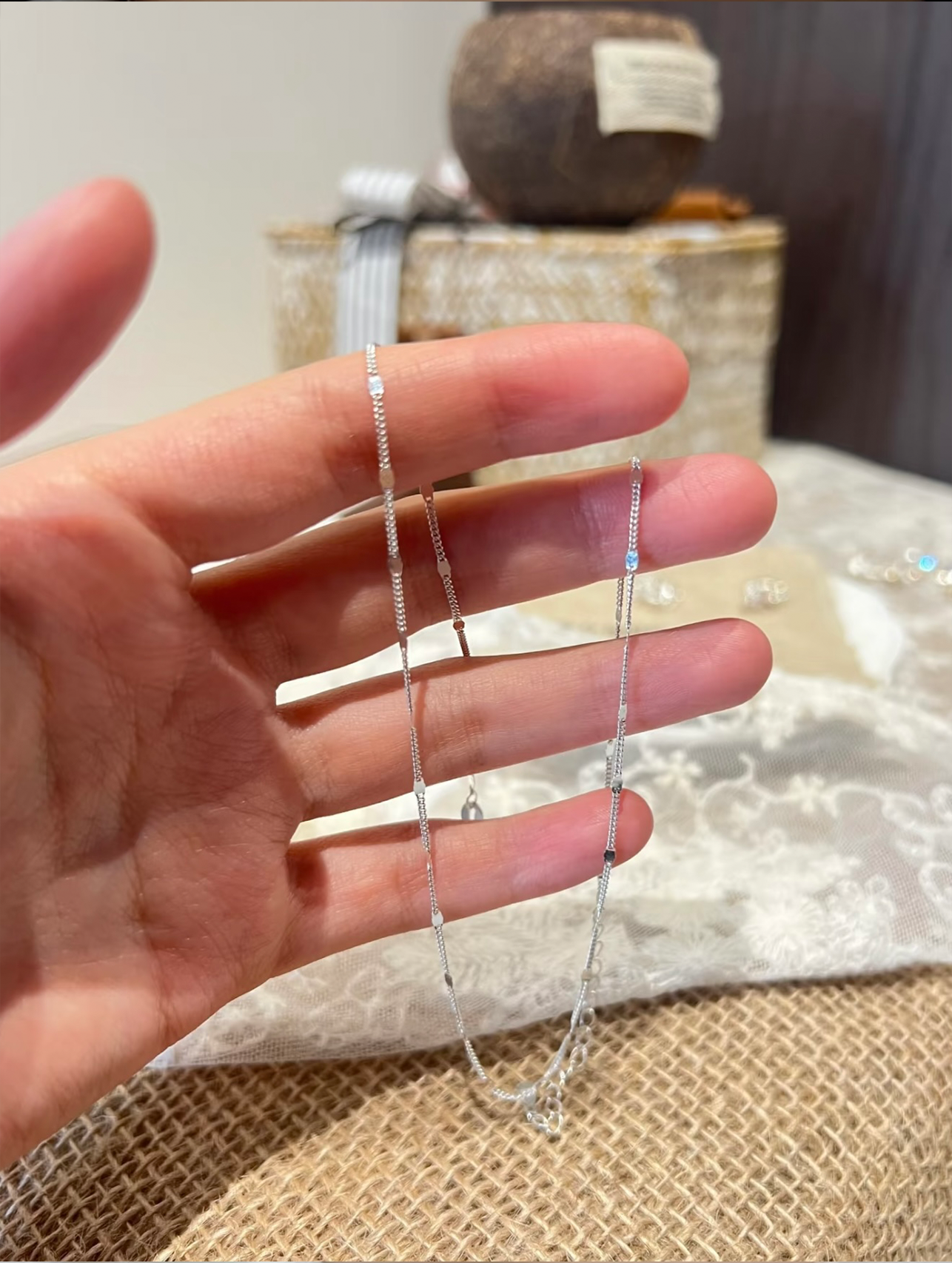 Lume Silver Bead & Link Necklace - Image 2